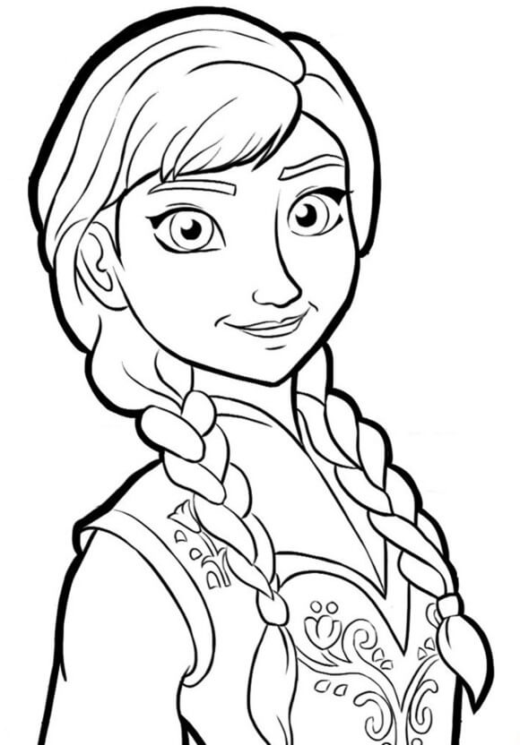 Dibujo de Cara Anna Sonriendo para Colorear y Imprimir