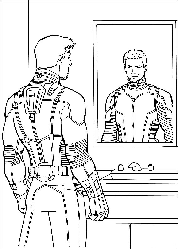 Dibujo de Ant Man Delante Del Espejo para Colorear y Imprimir
