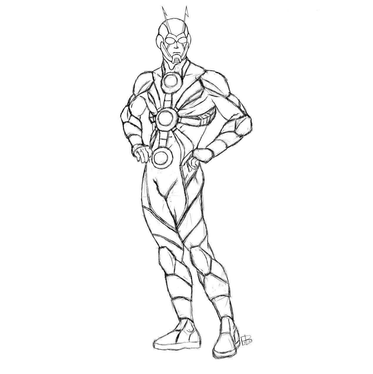 Dibujo de Cuerpo Hormiga Hombre para Colorear y Imprimir