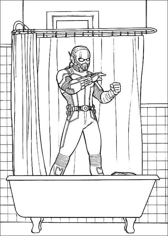 Dibujo de Hombre Hormiga de Pie En El Baño para Colorear y Imprimir