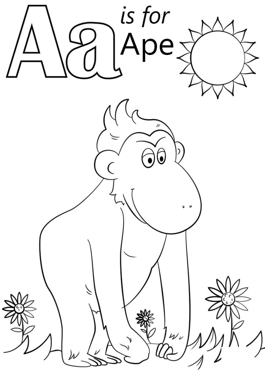 Dibujo de a Es para Simio para Colorear y Imprimir