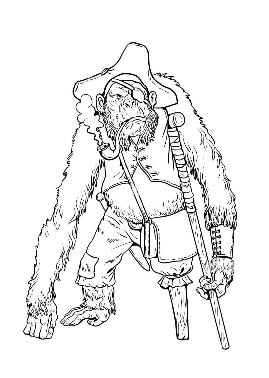 Dibujo de Simio de Dibujos Animados para Colorear y Imprimir