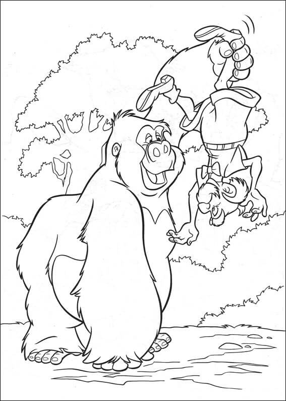 Dibujo de Simio En Tarzán para Colorear y Imprimir