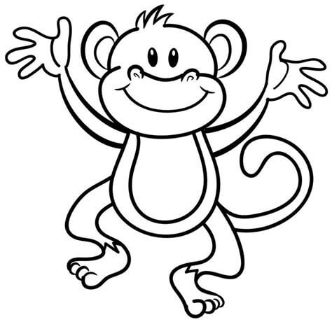 Dibujo de Simio ¡Feliz para Colorear y Imprimir