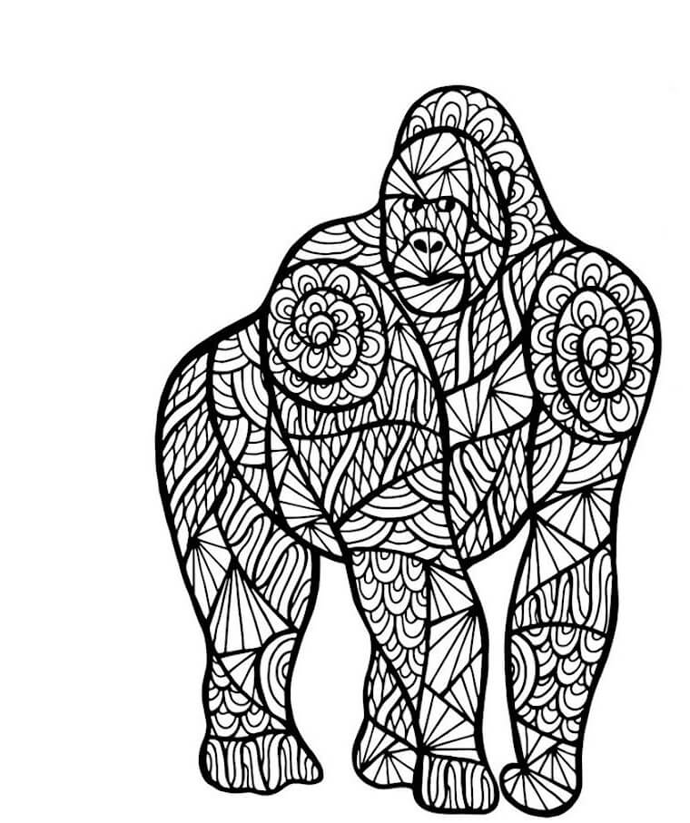 Dibujo de Simios Mándala para Colorear y Imprimir
