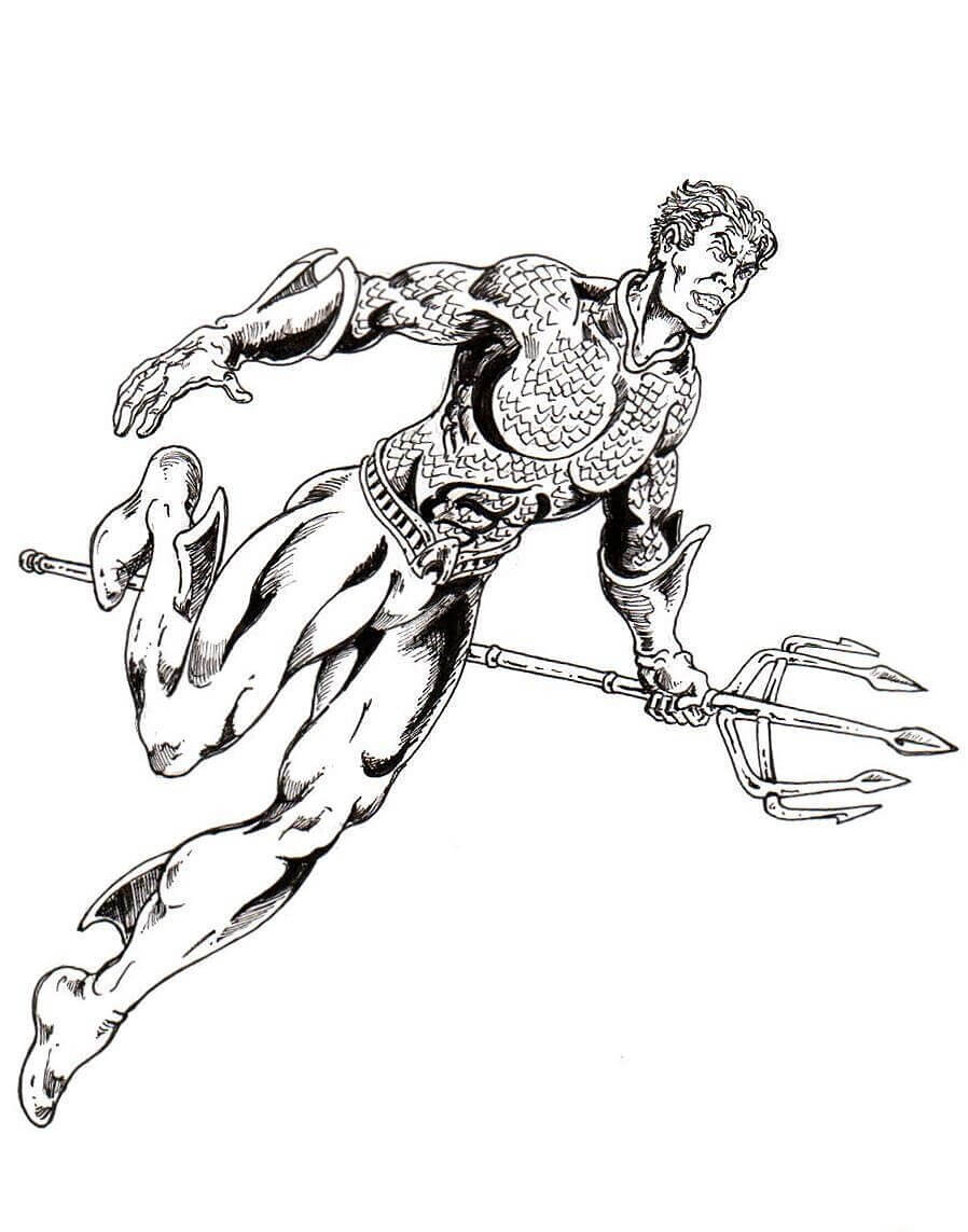Dibujo de Aquamán Enojado para Colorear y Imprimir