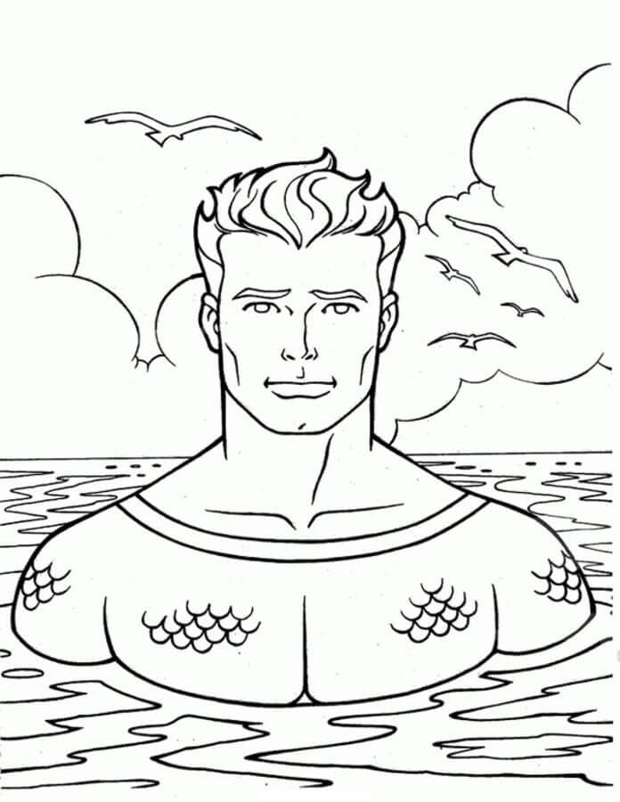 Dibujo de Aquamán Sube a La Superficie para Colorear y Imprimir