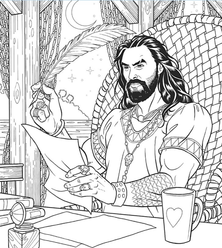 Dibujo de Escritura de Aquamán para Colorear y Imprimir