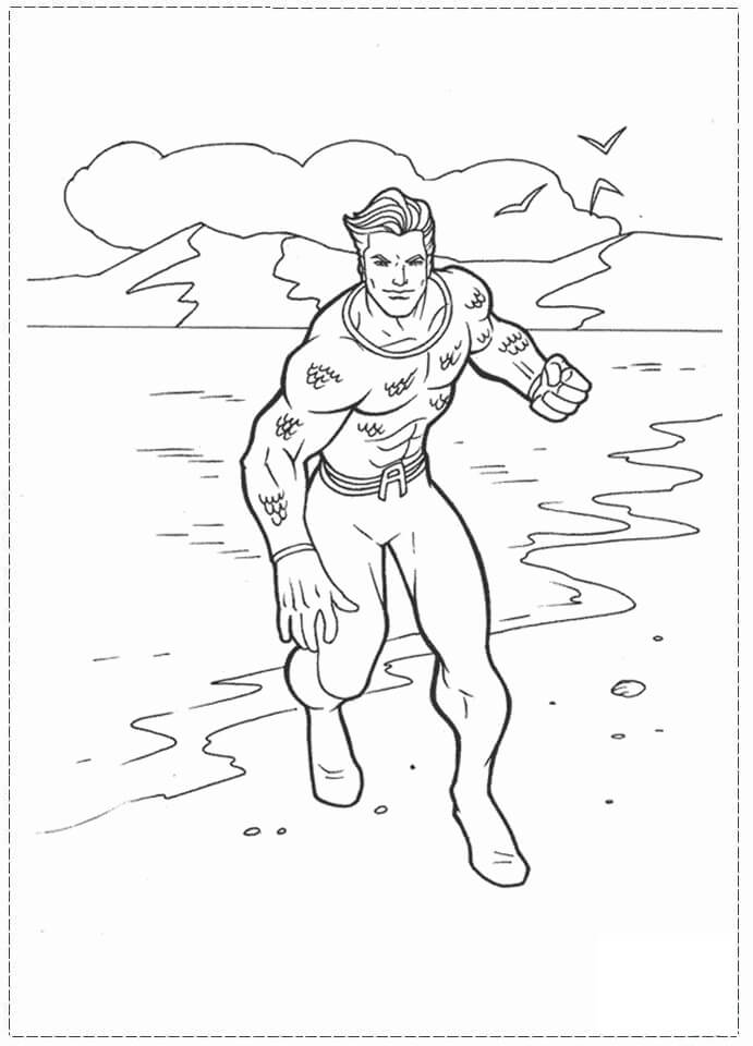 Dibujo de Genial Ataque de Aquamán para Colorear y Imprimir