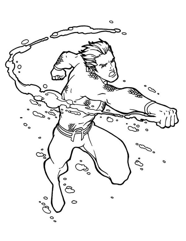 Dibujo de Genial Golpe de Aquamán para Colorear y Imprimir