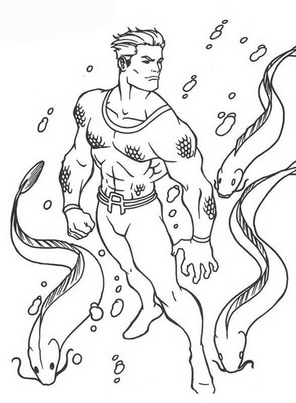 Dibujo de Impresionante Aquamán para Colorear y Imprimir