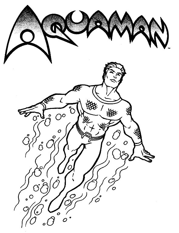 Dibujo de Natación Aquamán para Colorear y Imprimir