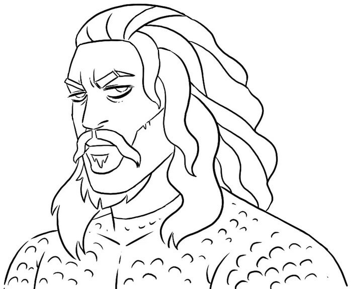 Dibujo de Retrato de Aquamán para Colorear y Imprimir