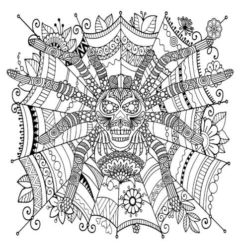 Dibujo de Araña Mándala para Colorear y Imprimir