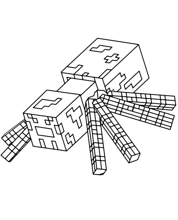 Dibujo de Araña Minecraft para Colorear y Imprimir