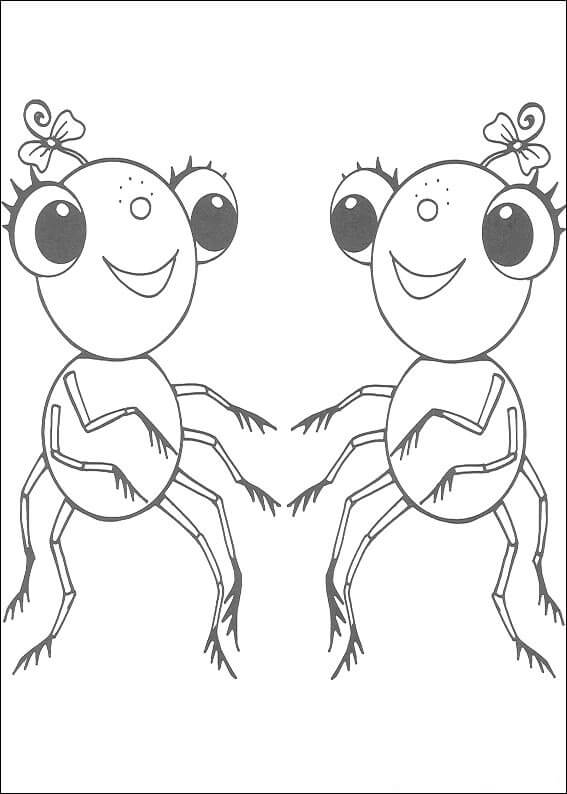 Dibujo de dos Señorita Aranas para Colorear y Imprimir