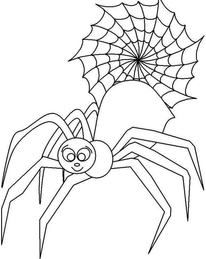 Dibujo de Gran Araña Sonriendo para Colorear y Imprimir