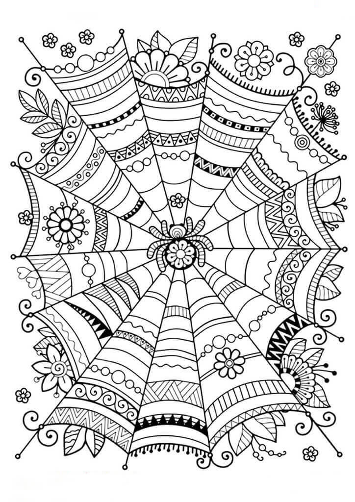 Dibujo de Mándala de Araña de Halloween para Colorear y Imprimir