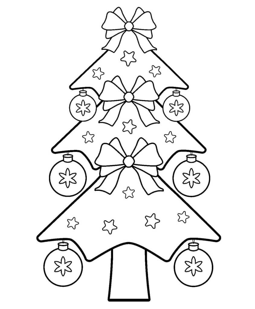 Dibujo de Adorable Árbol de Navidad para Colorear y Imprimir