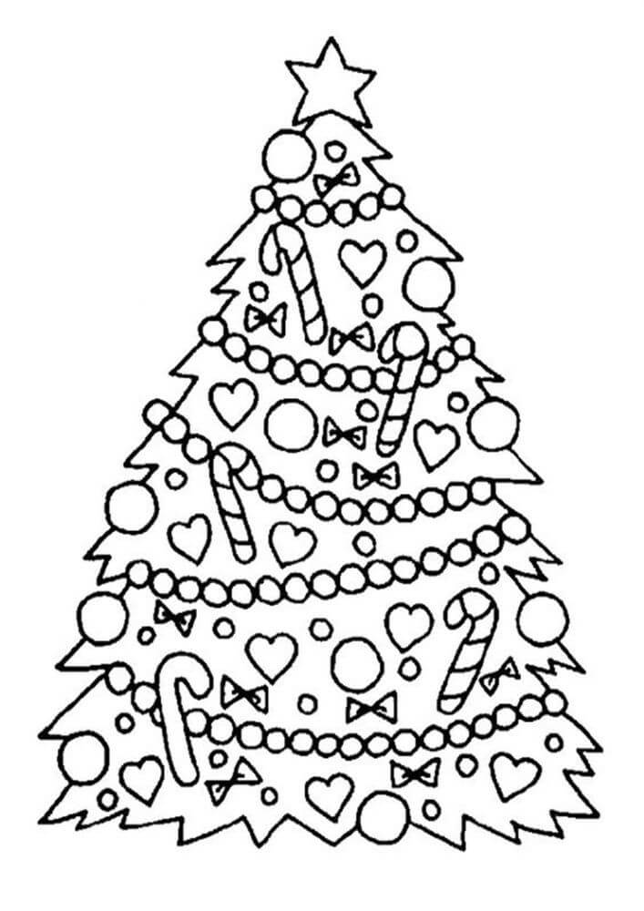 Dibujo de Árbol de Navidad Basíco para Colorear y Imprimir