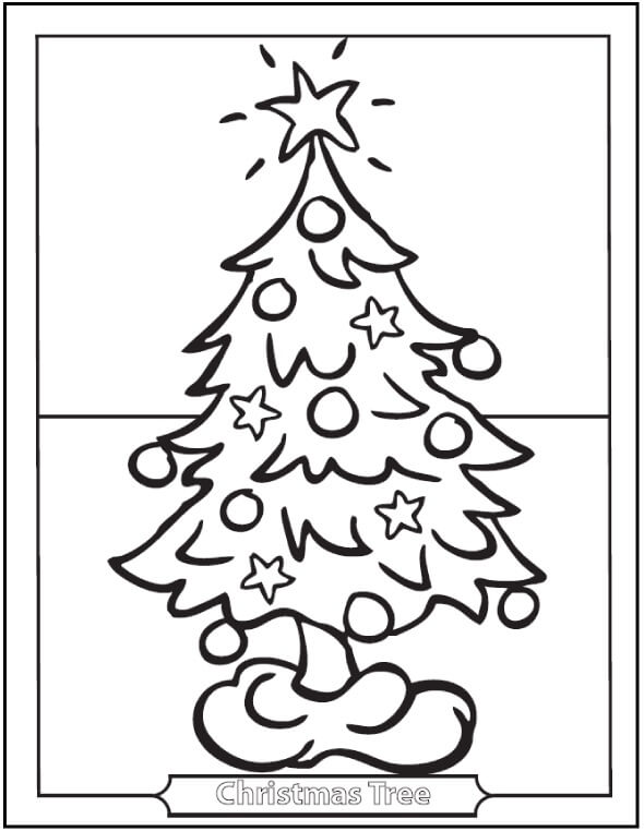 Dibujo de Árbol de Navidad de Dibujo Basíco para Colorear y Imprimir