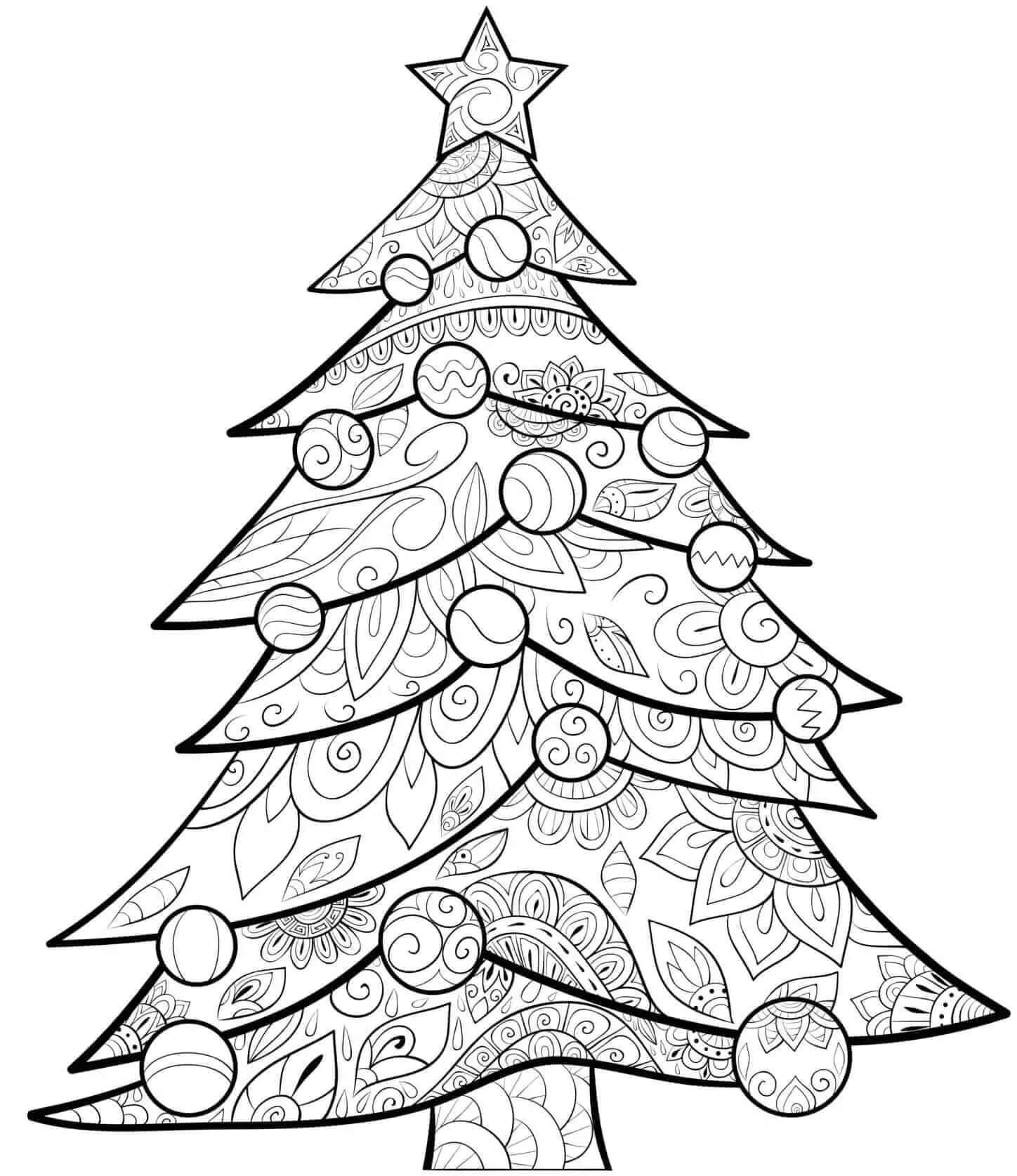 Dibujo de Árbol de Navidad Es para Adultos para Colorear y Imprimir