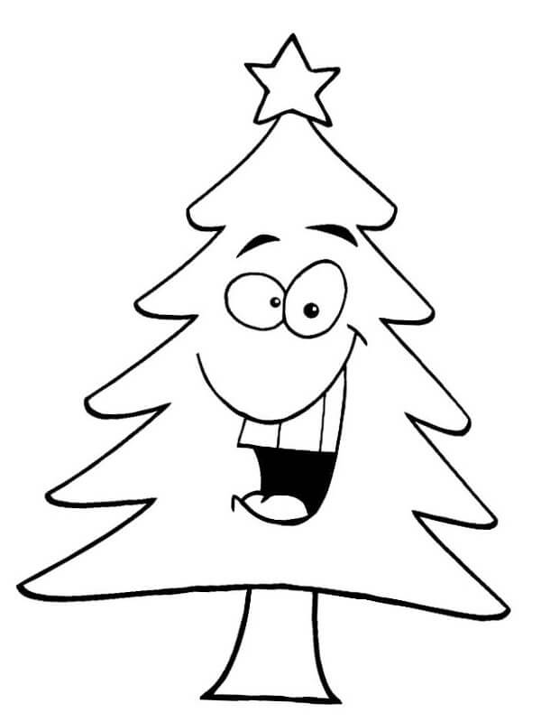 Dibujo de Árbol de Navidad Gracioso para Colorear y Imprimir