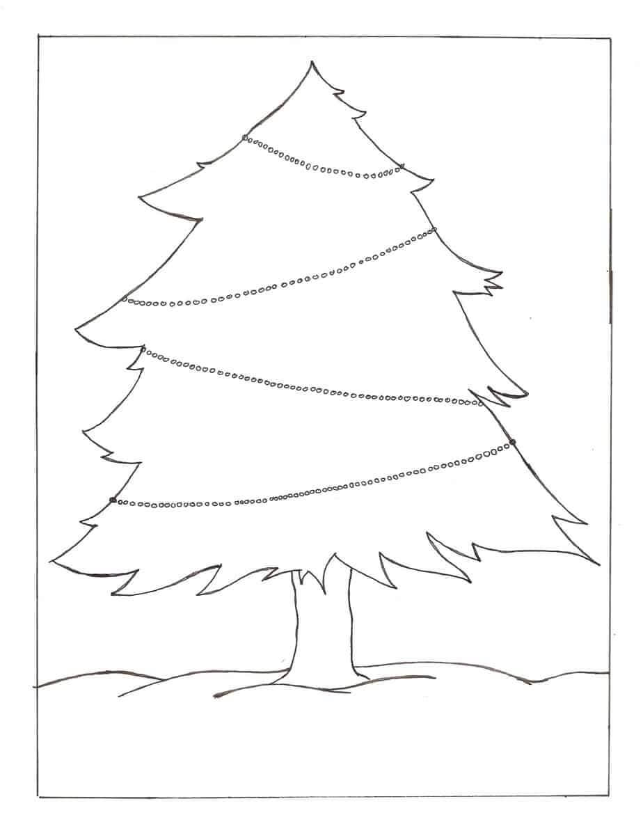 Dibujo de Árbol de Navidad Gratis para Colorear y Imprimir