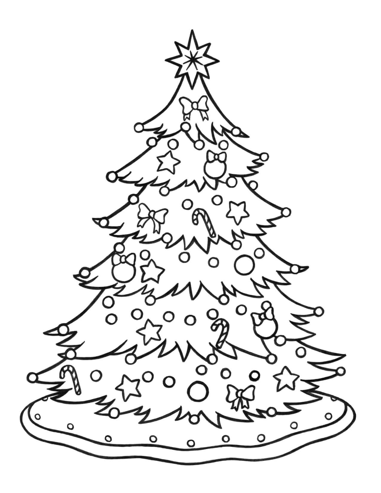 Dibujo de Árbol de Navidad Impresionante para Colorear y Imprimir