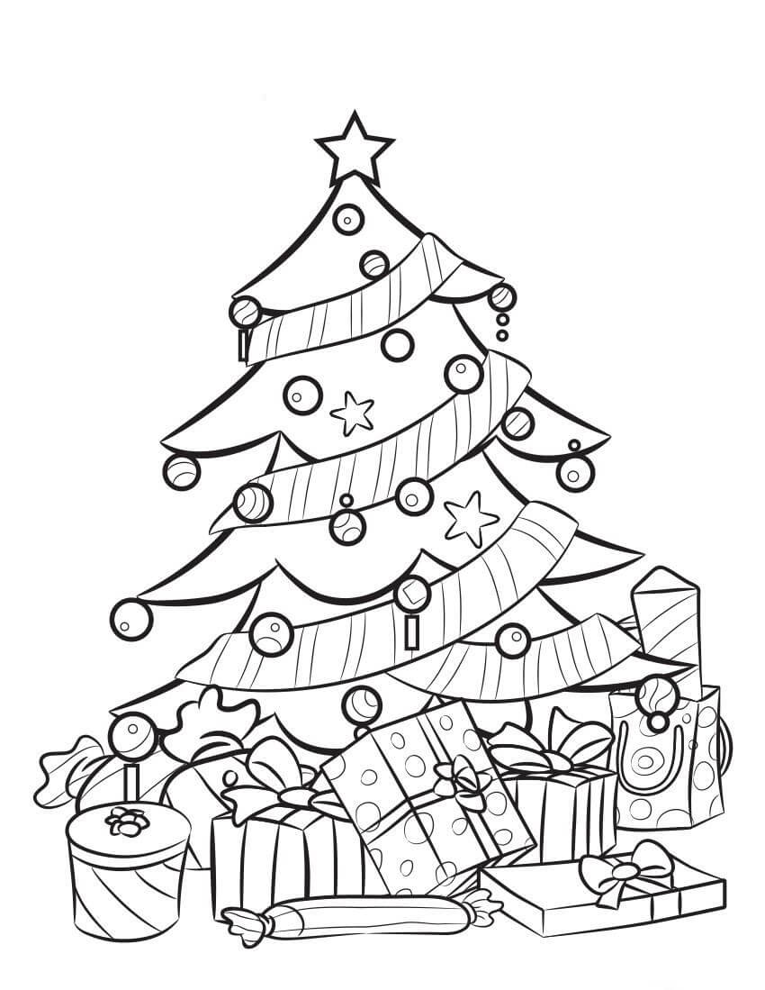 Dibujo de Árbol de Navidad Imprimible para Colorear y Imprimir
