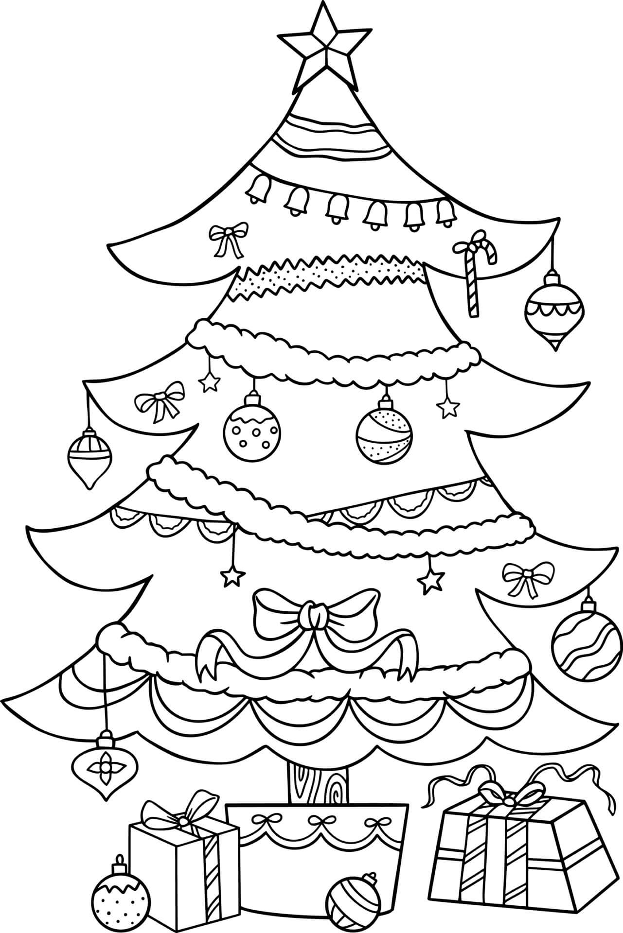 Dibujo de Árbol de Navidad Increíble para Colorear y Imprimir