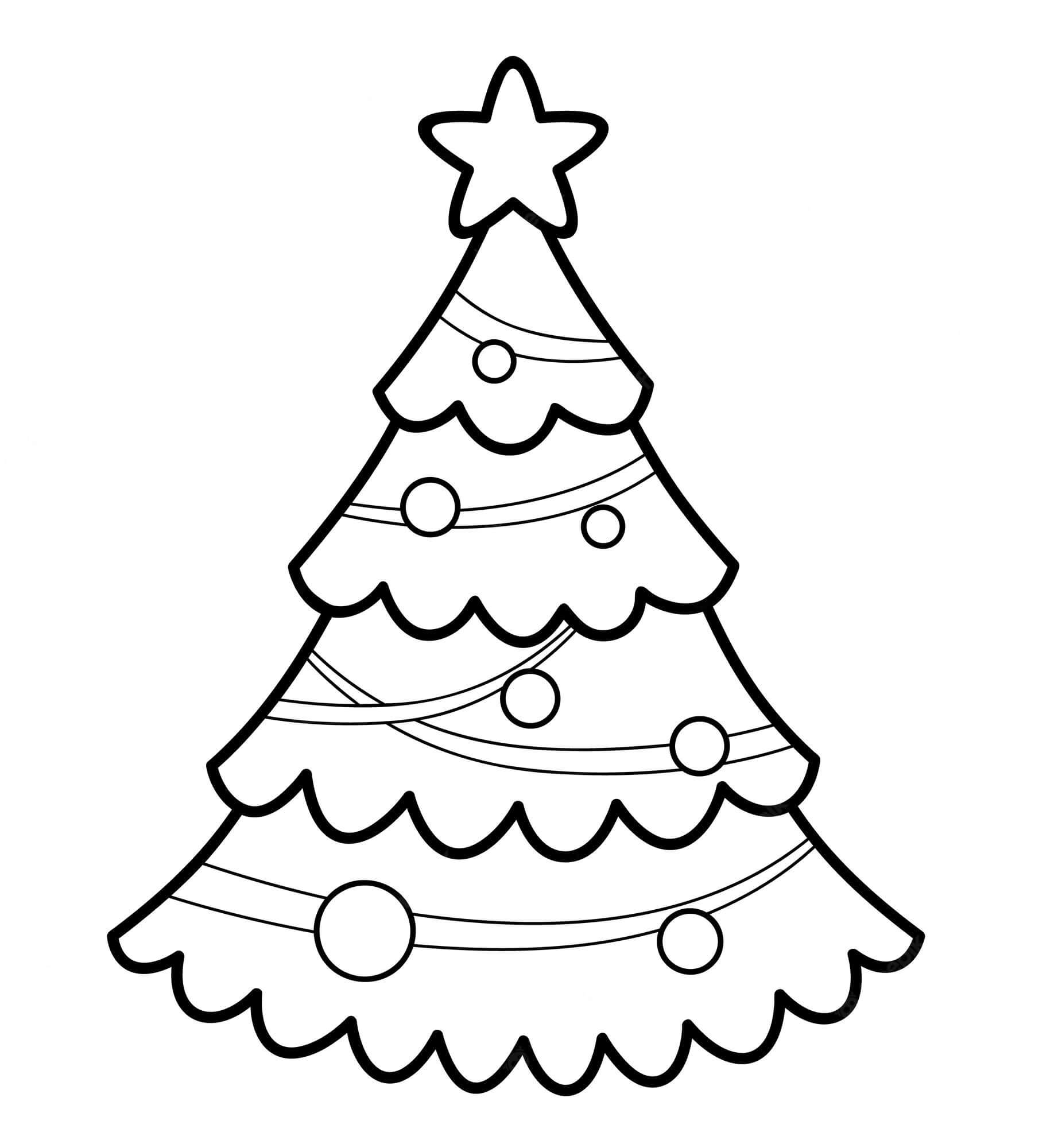 Dibujo de Árbol de Navidad Normal para Colorear y Imprimir