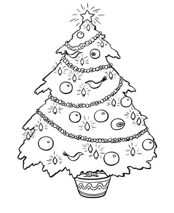 Dibujo de Árbol de Navidad Pequeño para Colorear y Imprimir