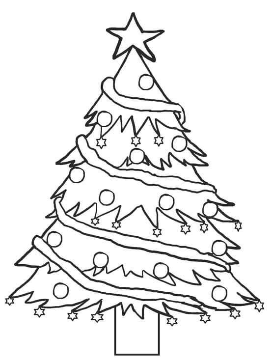 Dibujo de Árbol de Navidad Sencillo para Colorear y Imprimir