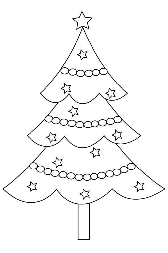 Dibujo de Bonito Árbol de Navidad para Colorear y Imprimir