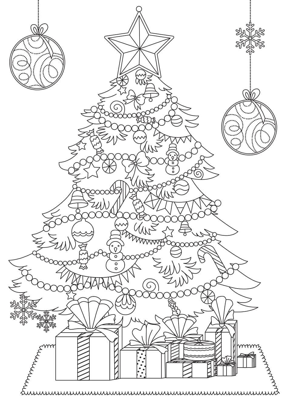 Dibujo de Buen Árbol de Navidad para Colorear y Imprimir
