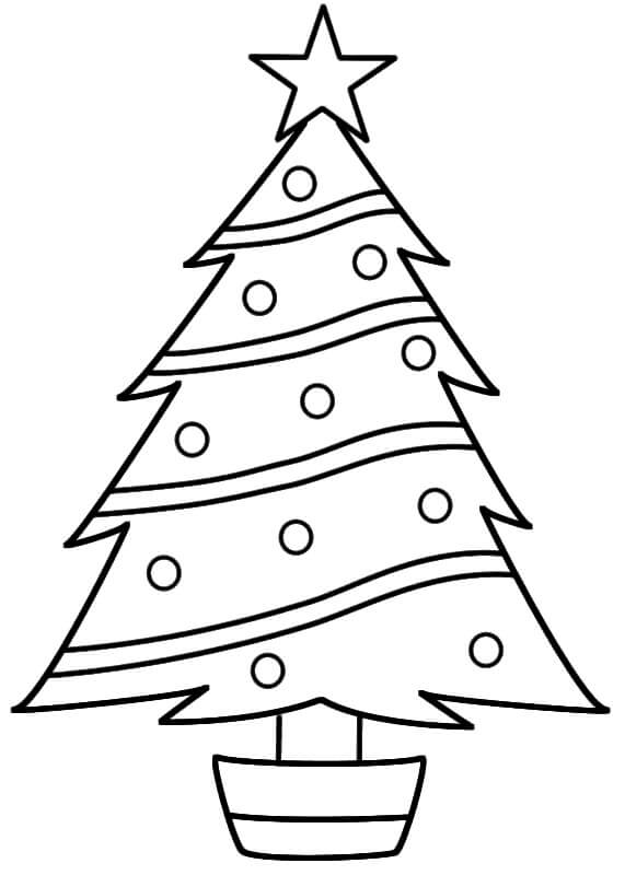 Dibujo de Estrella Simple En El Árbol de Navidad para Colorear y Imprimir