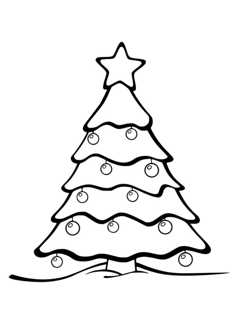 Dibujo de ¡Feliz Árbol de Navidad para Colorear y Imprimir