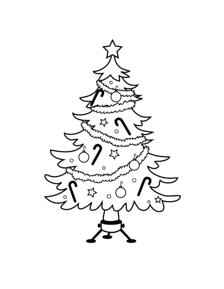 Dibujo de Impresionante Árbol de Navidad para Colorear y Imprimir