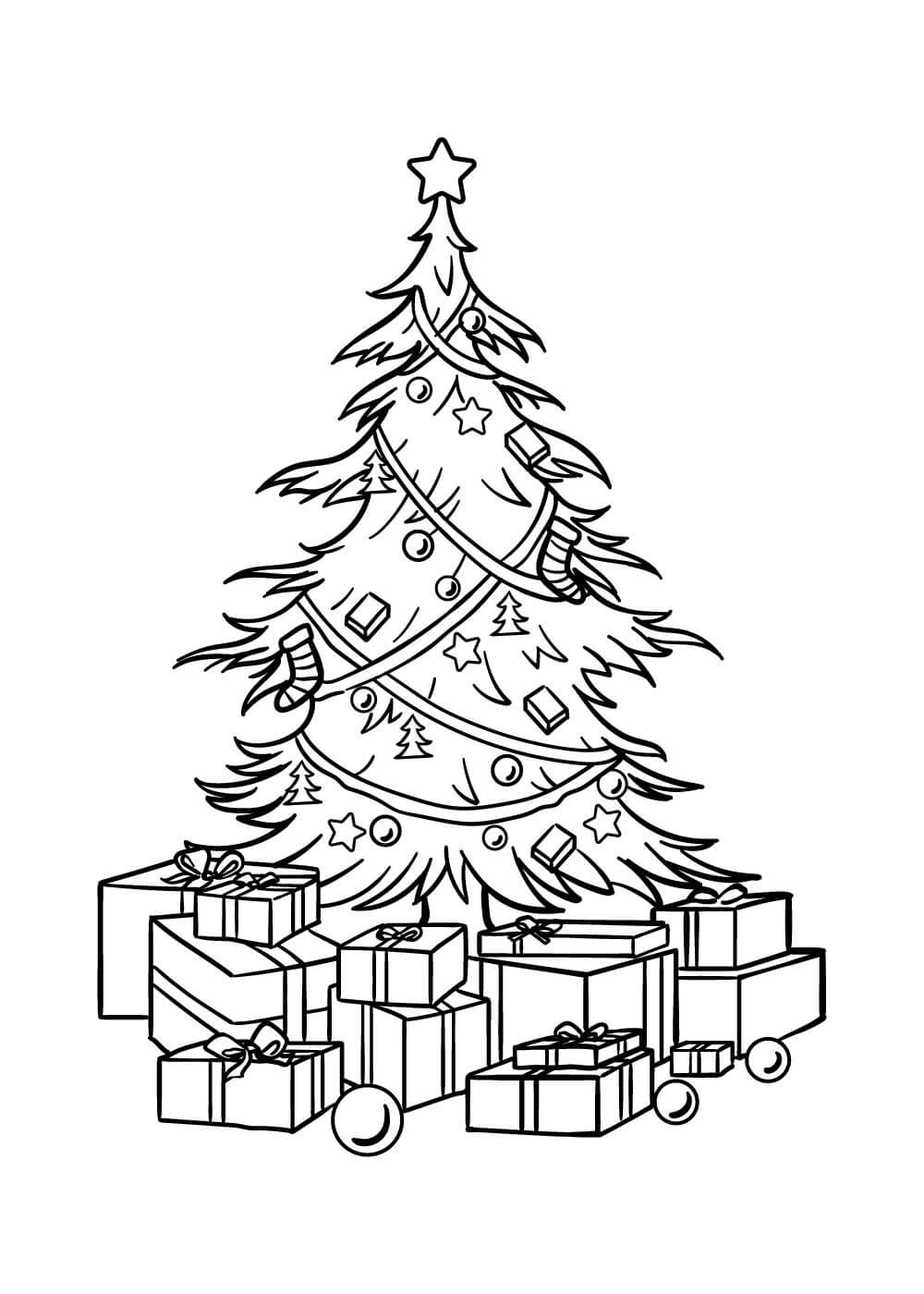 Dibujo de Increíble Árbol de Navidad para Colorear y Imprimir