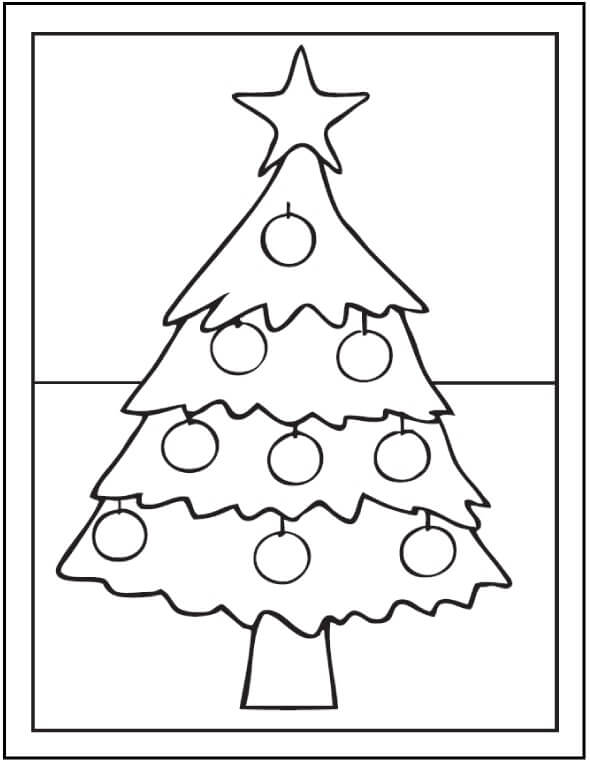 Dibujo de La Estrella En El Árbol de Navidad para Colorear y Imprimir