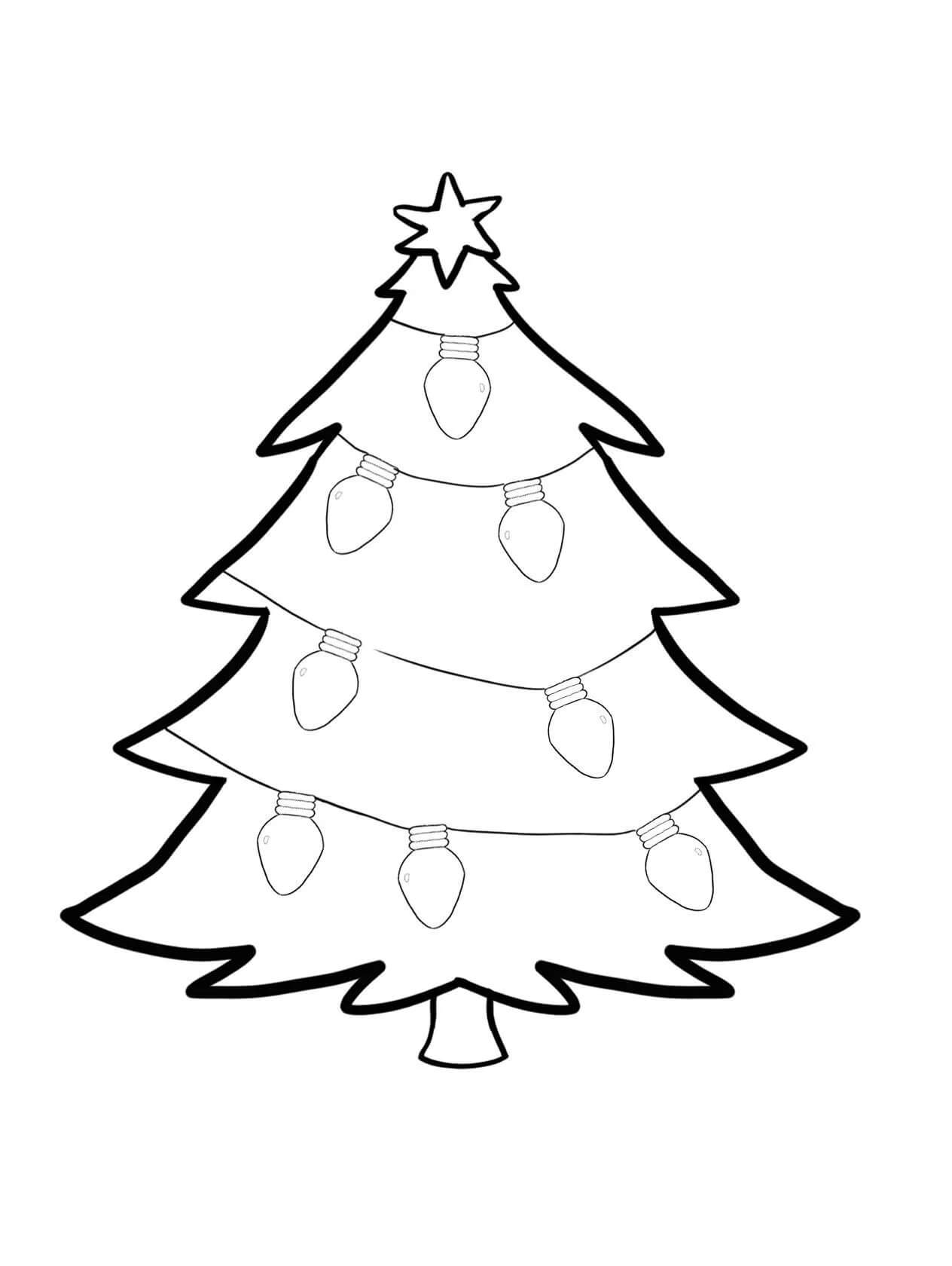 Dibujo de Luces Del Árbol de Navidad para Colorear y Imprimir