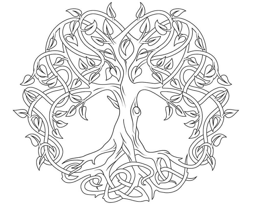 Dibujo de Árbol de La Vida Celta para Colorear y Imprimir