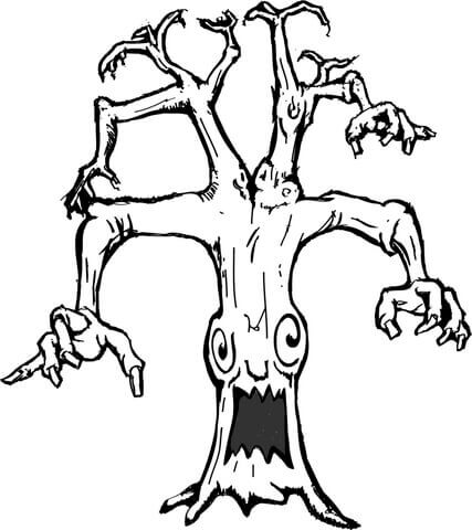 Dibujo de Árbol Malo para Colorear y Imprimir