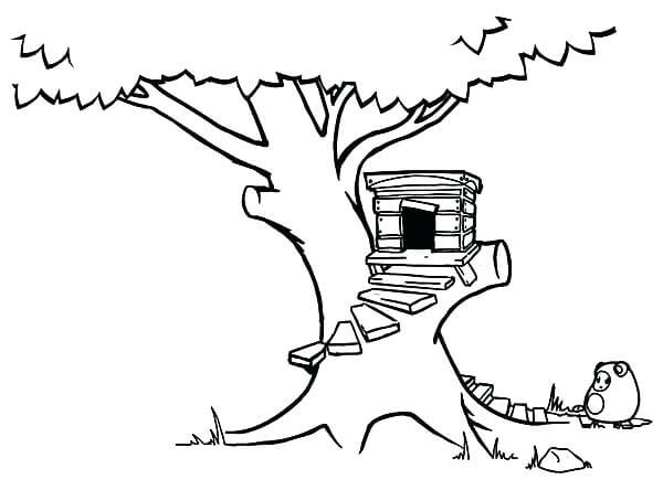 Dibujo de Casa Del Árbol Simple 2 para Colorear y Imprimir