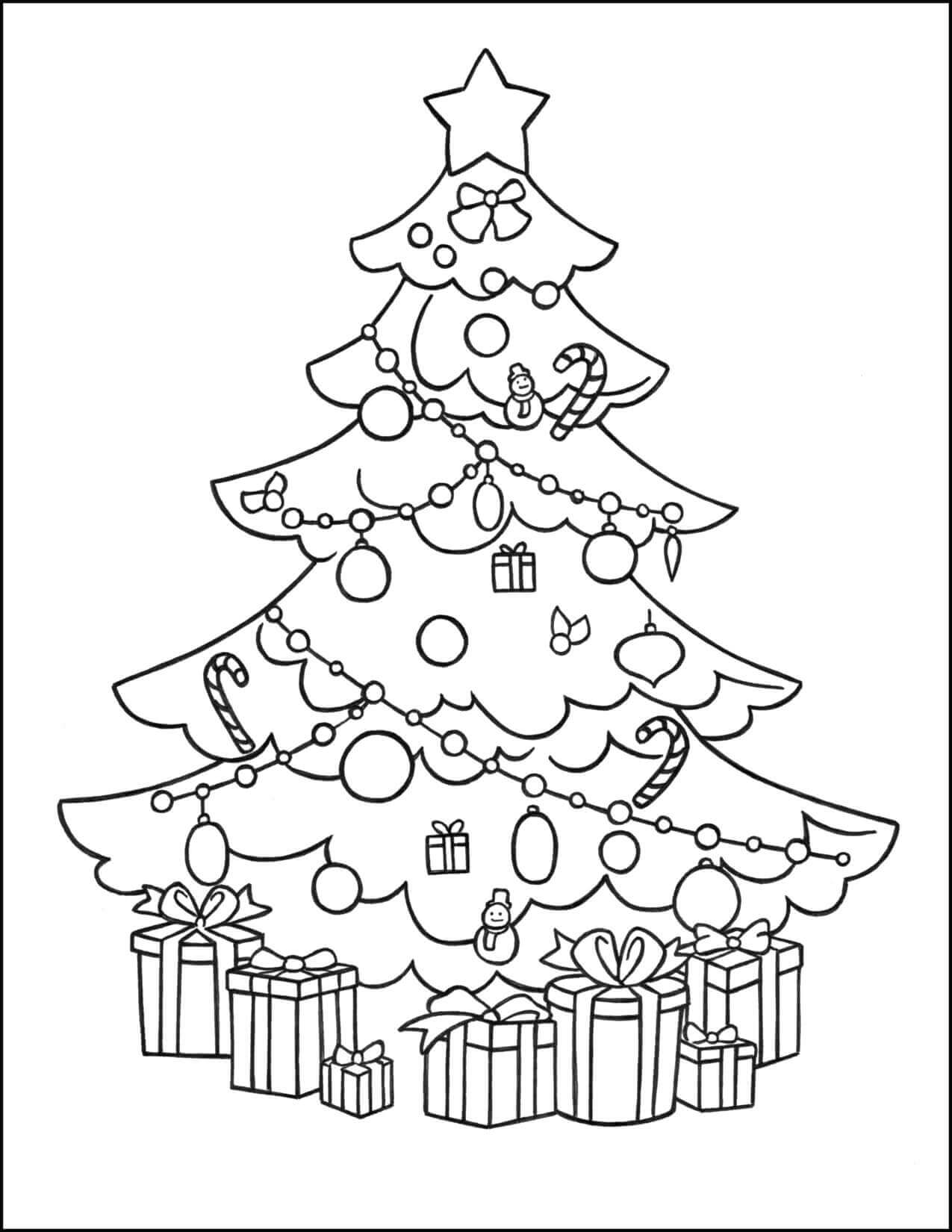 Dibujo de Gran Árbol de Navidad para Colorear y Imprimir