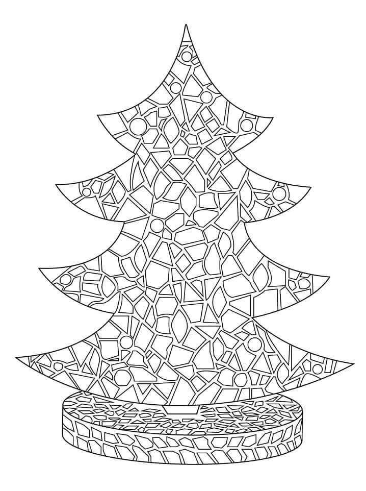 Dibujo de Mosaico de Árbol de Navidad para Colorear y Imprimir