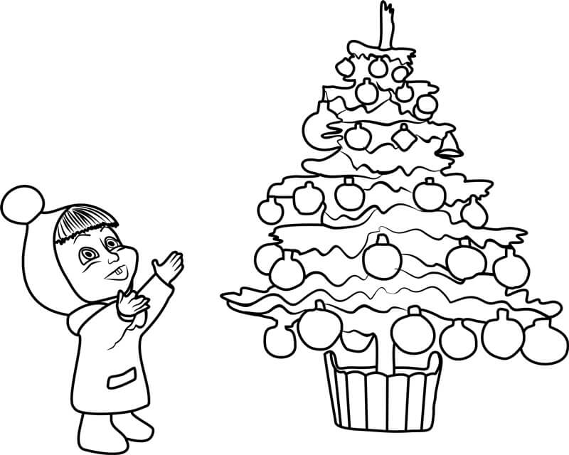 Dibujo de Pinzas para Bebé y Árbol de Navidad para Colorear y Imprimir