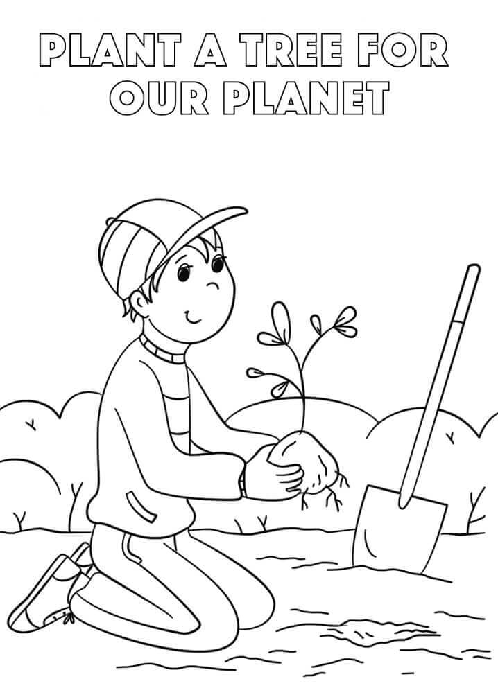 Dibujo de Plantar Un Árbol 2 para Colorear y Imprimir