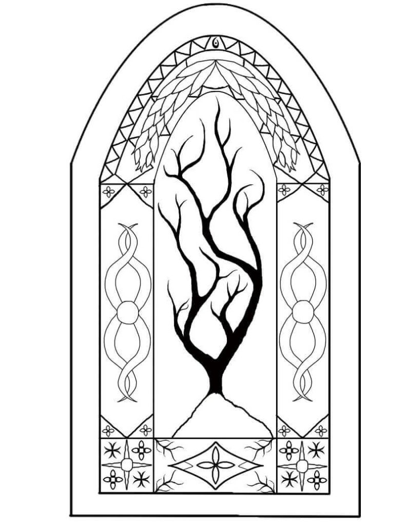 Dibujo de Vidrieras de Madera para Colorear y Imprimir